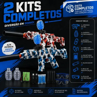 2x Arma Bolinha De Gel Arminha Ak47 Automática De Brinquedo Sortida