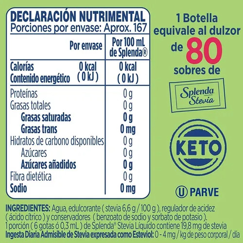 3pz Endulzante Liquido Stevia Splenda