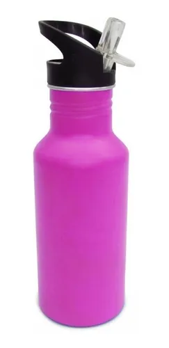 comprar Botilito Metálico 600ml Pitillo Botella Termo Agua Deporte