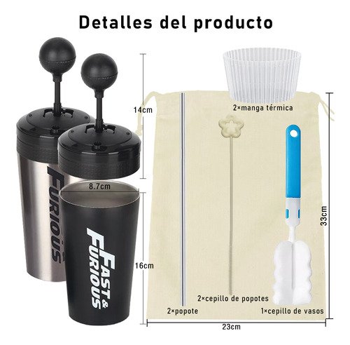 2pz Termo Inoxidable 20oz Botella De Agua Portátil Taza Café Fría/Caliente Vaso + Accesorios de Limpieza MURAMAUDI