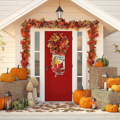 2 Unidades De Guirnaldas De Otoño,fall-decor Maple Leaf,175