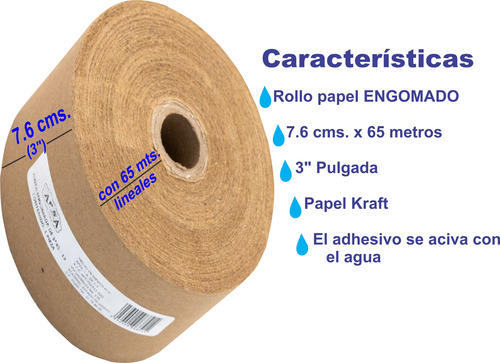 Cinta Engomada Para Empaque 7.6 Cms. X 65 Mts. 2 Rollos Cafe Craft Cinta Engomada 7.6 Cms.