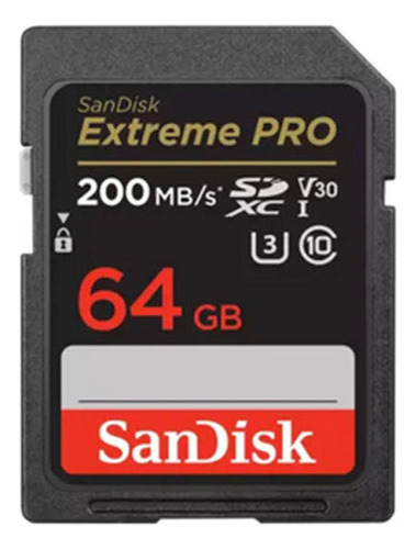 Tarjeta De Memoria Sd Sandisk 64 Sdxc Extreme Pro 200 Mb/s