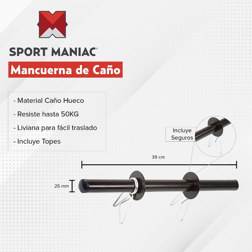 Imagen 5 de 8 de Kit Barra Mancuernas Sport Maniac Disco Pvc Pesa Rusa 20kg