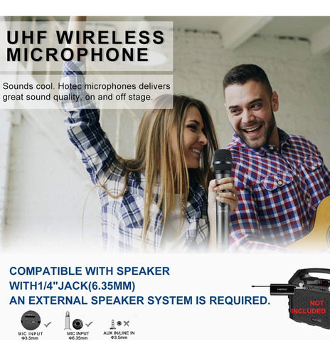 Hotec Uhf Micrófonos De Mano Dual Inalámbricos Con Receptor