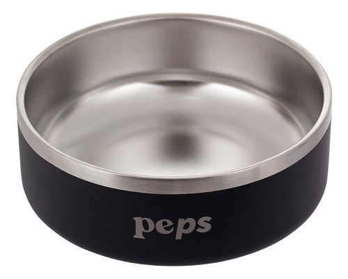 Comedero Perro Peps Plato Comedor Mascotas Acero Inoxidable Color Negro