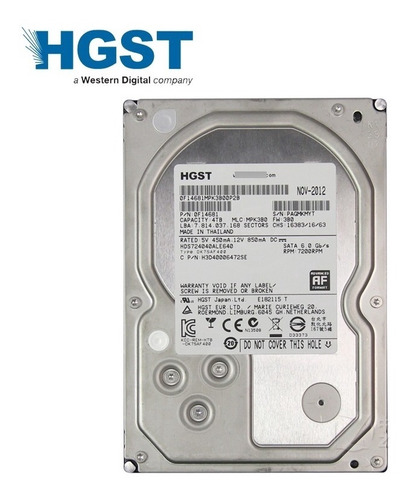 Disco Duro De 4 Teras Interno Hgst By Wester Digital Pc Dvr