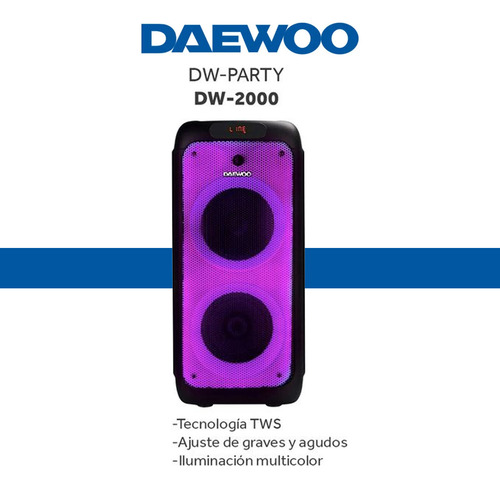 Bocina Recargable Daewoo Bt Usb/sd Mic Aux 80wrms Dw-2000
