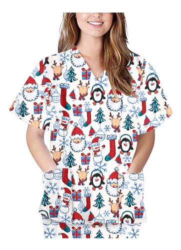 Uniforme De Trabajo Navidad Con Bolsillos Blusa 3323