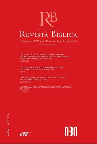 Revista Bíblica 2022/3-4 - Año 84, De Asociación Bíblica Aba. Editorial Verbo Divino, Tapa Blanda En Español, 2022