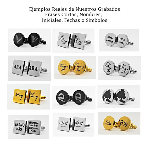 Imagen 5 de 9 de Mancuernillas Acero Personalizado Grabado Laser 1118