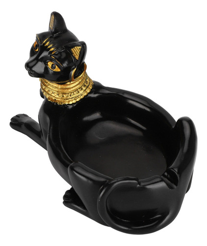 A Figura De Gato Negro Egipcio Hecha A Mano En Resina Con