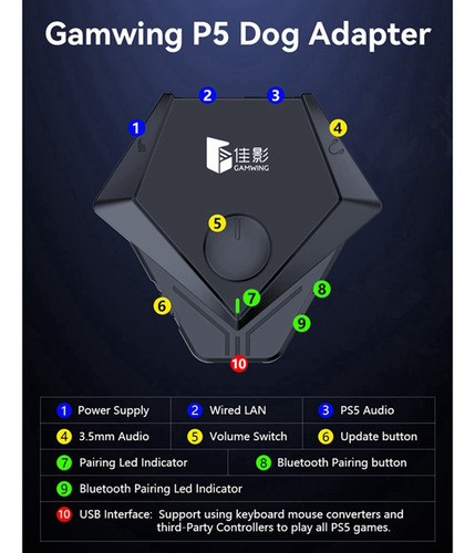 Crystally-gaming Adecuado Para Ratón Y Teclado Ps5 Con Mango
