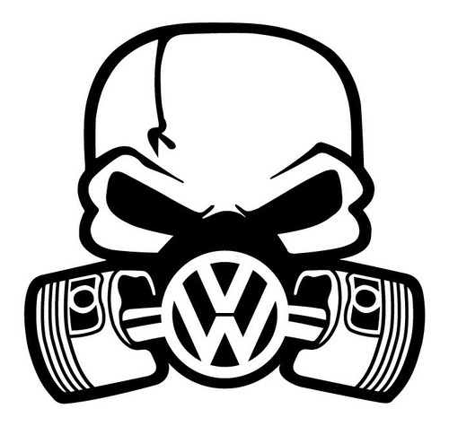 Adesivo Caveira Mascara Vw Turbo Rebaixado Skull  Grande 15