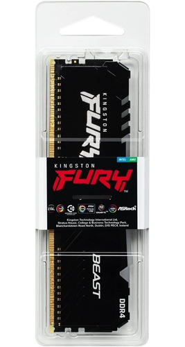 Imagen 5 de 7 de Memoria RAM Fury Beast RGB gamer color negro 16GB 1 Kingston KF436C18BBA/16