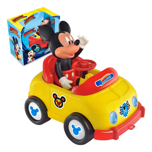 Mickey Mouse No Carrinho Boneco Vinil Articulado Disney