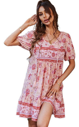 Elegante Vestido Casual De Estilo Étnico Bohemio