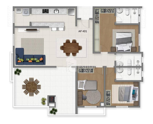 Imagem 11 de 15 de Apartamento 02 Quartos (01 Suíte) No Cruzeiro, São José Dos Pinhais - Ap3343