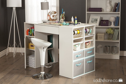South Shore Crea Counter Height Craft Table With Storage Pu Mercado Libre