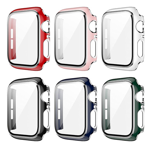 Cristal+funda Para Apple Watch 8 7 Se 6 5 4 3, Plateado 6u