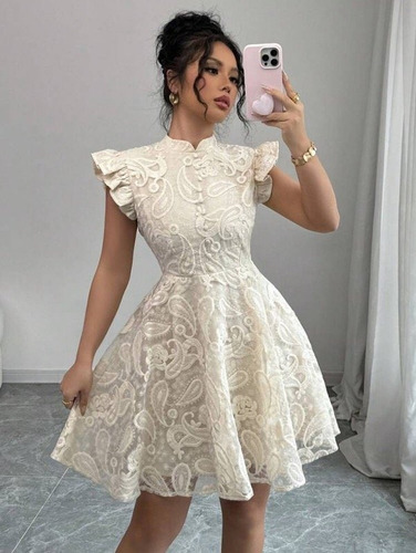 Vestido De Microtul Bordado, Novia, Civil - Barcs