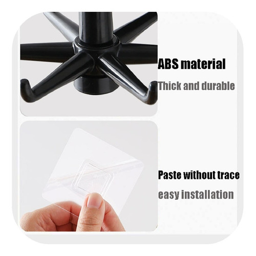 Imagen 3 de 10 de Gancho Plegable Autoadhesivo Rotación 360° Cocina Baño Pared