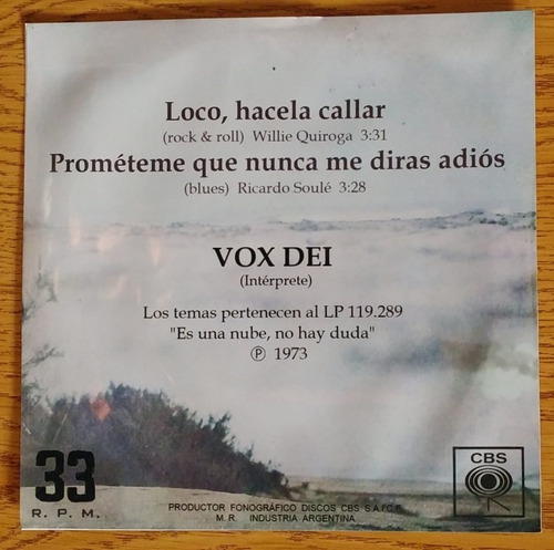 Simple Vox Dei Prométeme Que Nunca Me Diras Adiós Leer! (Usado)