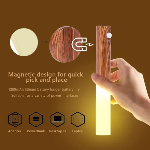 Luz Nocturna Con Sensor De Movimiento Magnético Recargable