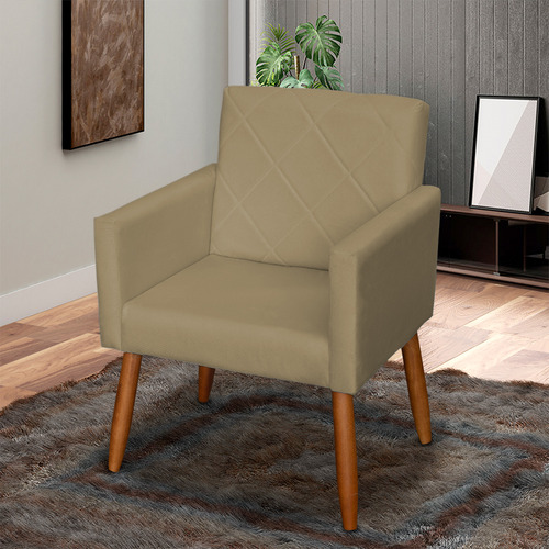 Poltrona Decorativa Para Sala De Estar Reforçada Suede Cores Cor Nude Desenho Do Tecido Suede Liso