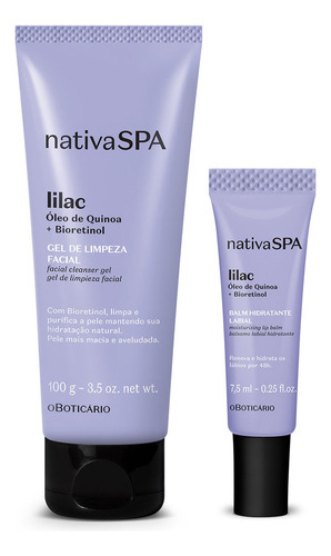 Kit Nativa Spa Lilac: Gel Limpeza Facial 100g + Balm Labial