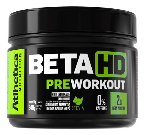 Beta Hd 240g - Athletica Nutrition - Pré Treino-beta Alanina