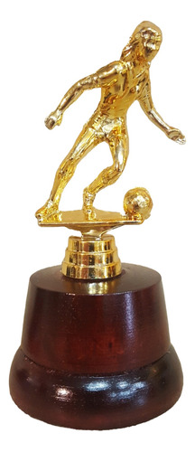 Trofeo Plástico Futbol Femenino Oro 12cm Souvenir B Madera