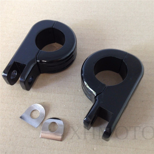 Clamps Soportes Negros Mate Para Descansos De Defensa Harley