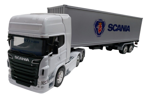 Camion Scania R730 Blanco C/container Escala 1.32