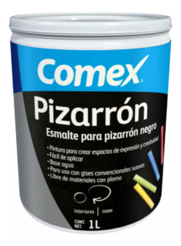 Litro Pizarrón Negro Base Agua Comex 1lto