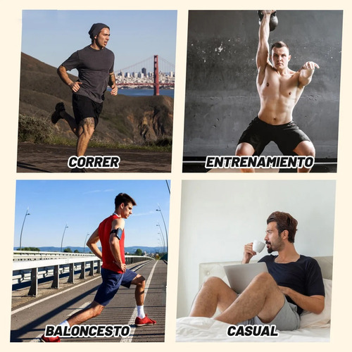 3 Pcs Shorts Deportivos Hombre Cómodo Suelto Con Bolsa Moda