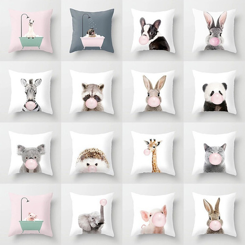 Almohada Bebés Animales Bubble Gum Terciopelo Cojin Suave Color Conejo
