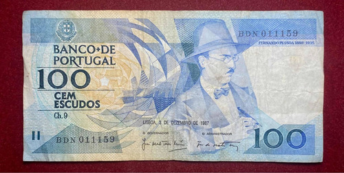 Billete 100 Escudos Portugal 1987 Pick 179 B.4