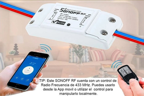 Imagen 3 de 7 de Sonoff Rf 433mhz Wifi Switch On/ Off + Control Remoto Rf