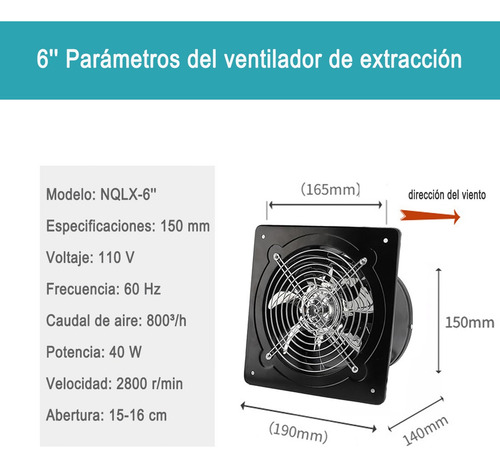 6in Potente Extractor Industrial De Acero Inoxidable 110v