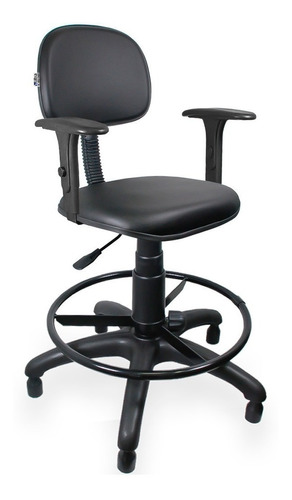 Cadeira de escritório Ultra Móveis Corporativo Caixa couro ecológico com braço  preta com estofado de pu