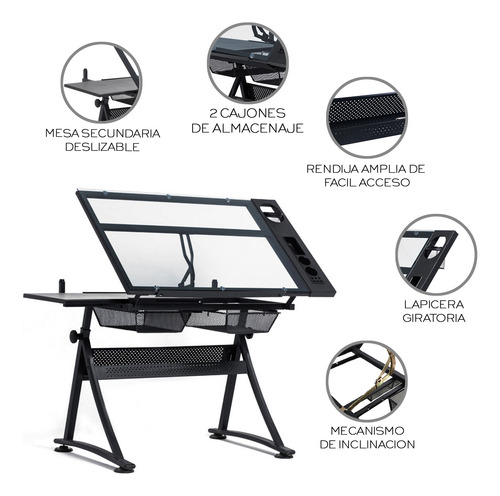 Restirador Profesional Vidrio Templado Con Banco 96x60 Nube