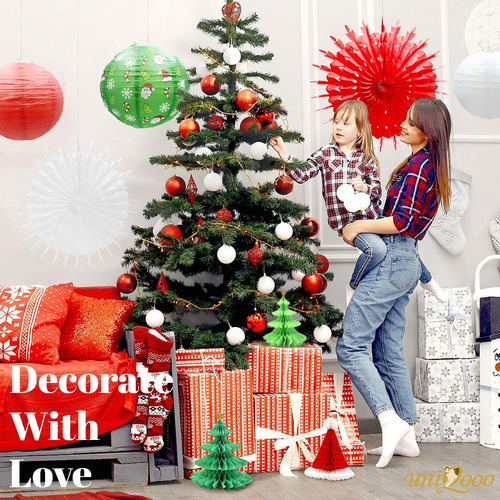 Surtido 3d Navidad Panal Papel Linterta Ventilador Decoració