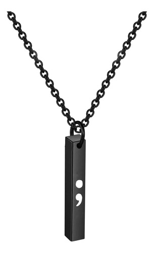 Bobauna Collar De Barra De Punto Y Coma, Joyería De Concienc