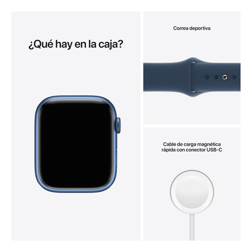 Apple Watch Series 7 (GPS, 45mm) - Caja de aluminio color azul - Correa deportiva azul abismo