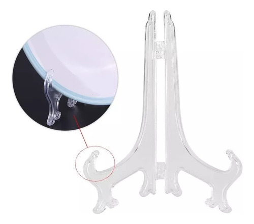 Kit Com 2 Suportes Em Acrílico Para Pratos E Azulejos