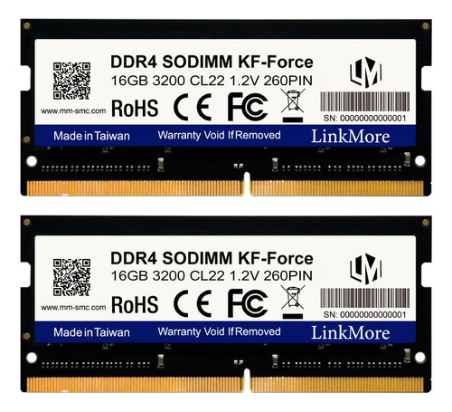 Linkmore 32gb Kit (2 X 16gb) Ddr4 3200mh Sodimm (pc4-25600) 