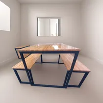 Comprar Mesa Comedor Hierro Y Madera Finger Joint Abaldi !!