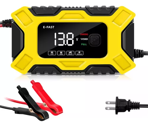 Cargador de batería de coche con 4 modos, cargador de batería de 24 V/12 V,  cargador de batería LCD 4A/8A que cambia automáticamente de carga rápida a