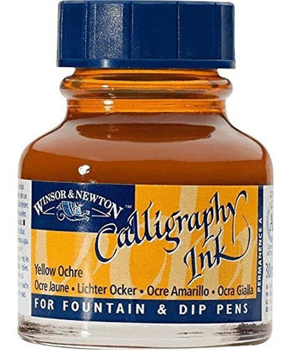 Frasco De Tinta De Caligrafia Winsor Y Newton, 30 Ml, Ocre